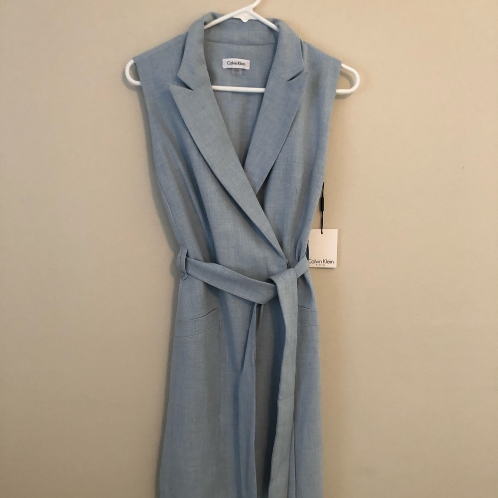 Calvin Klein Wrap Dress Denim Blue Size 8